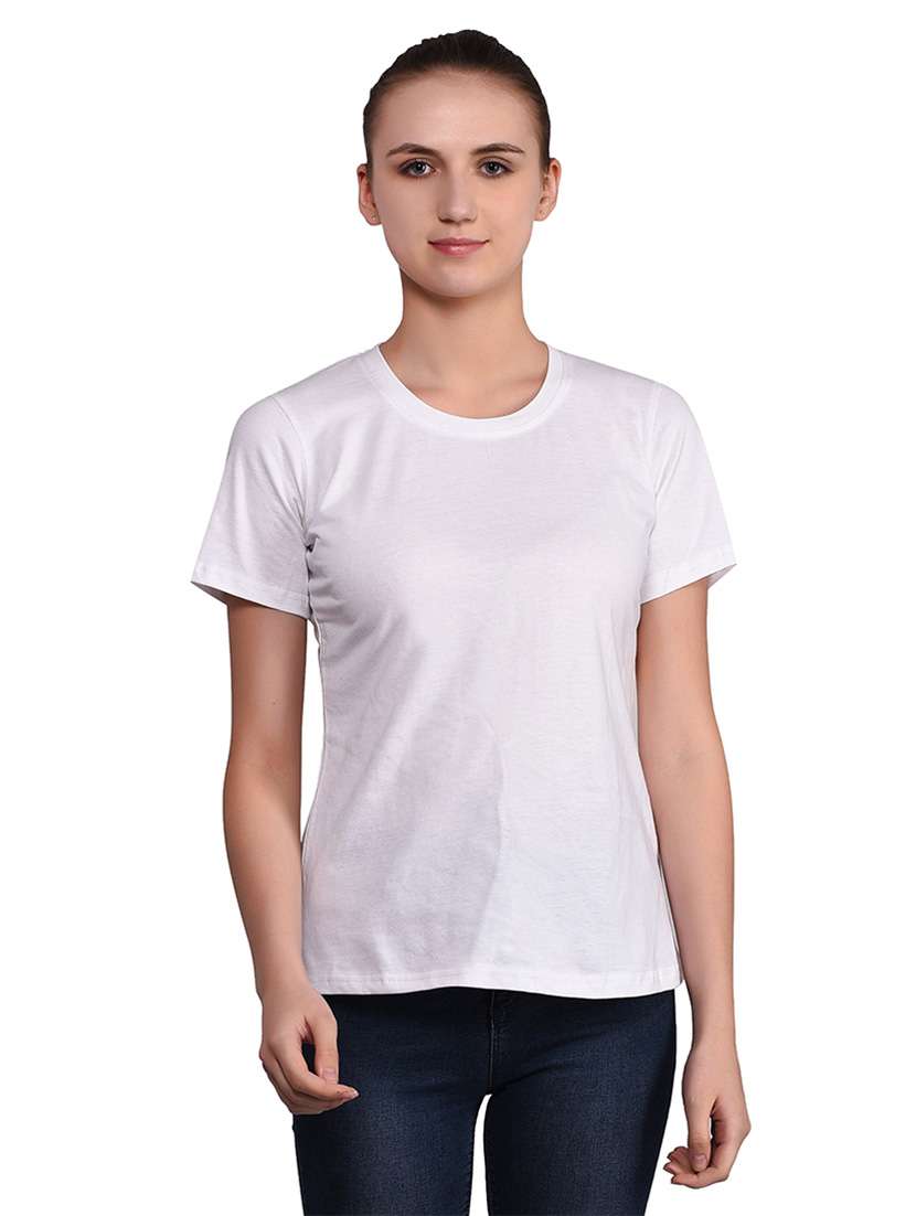 women solid round neck t-shirt