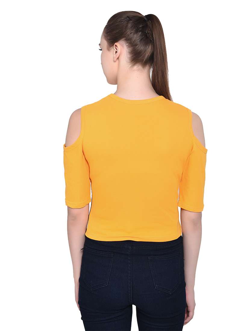 women color block round neck crop t-shirt - 20842275 -  Standard Image - 3