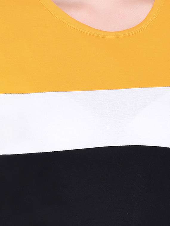 women color block round neck crop t-shirt - 20842275 -  Standard Image - 5