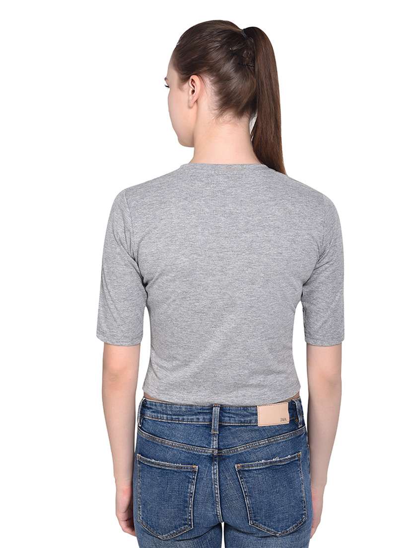 women solid round neck t-shirt - 20842276 - Standard Image - 3
