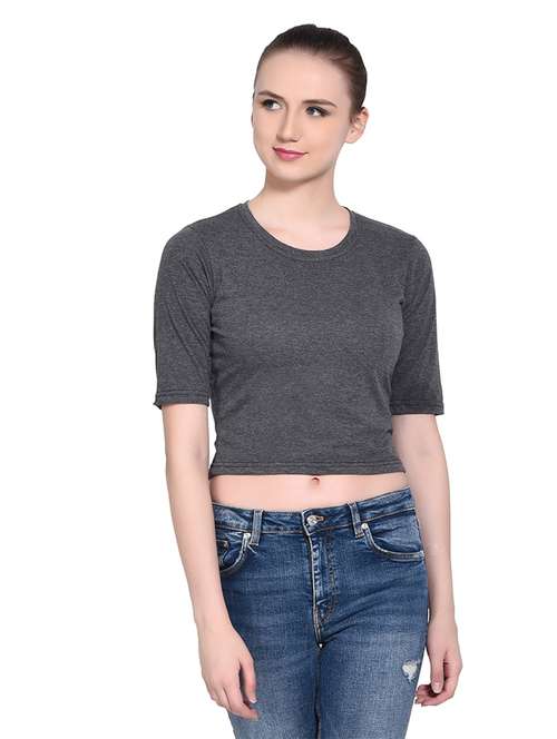 women solid round neck t-shirt - 20842277 - Standard Image - 0