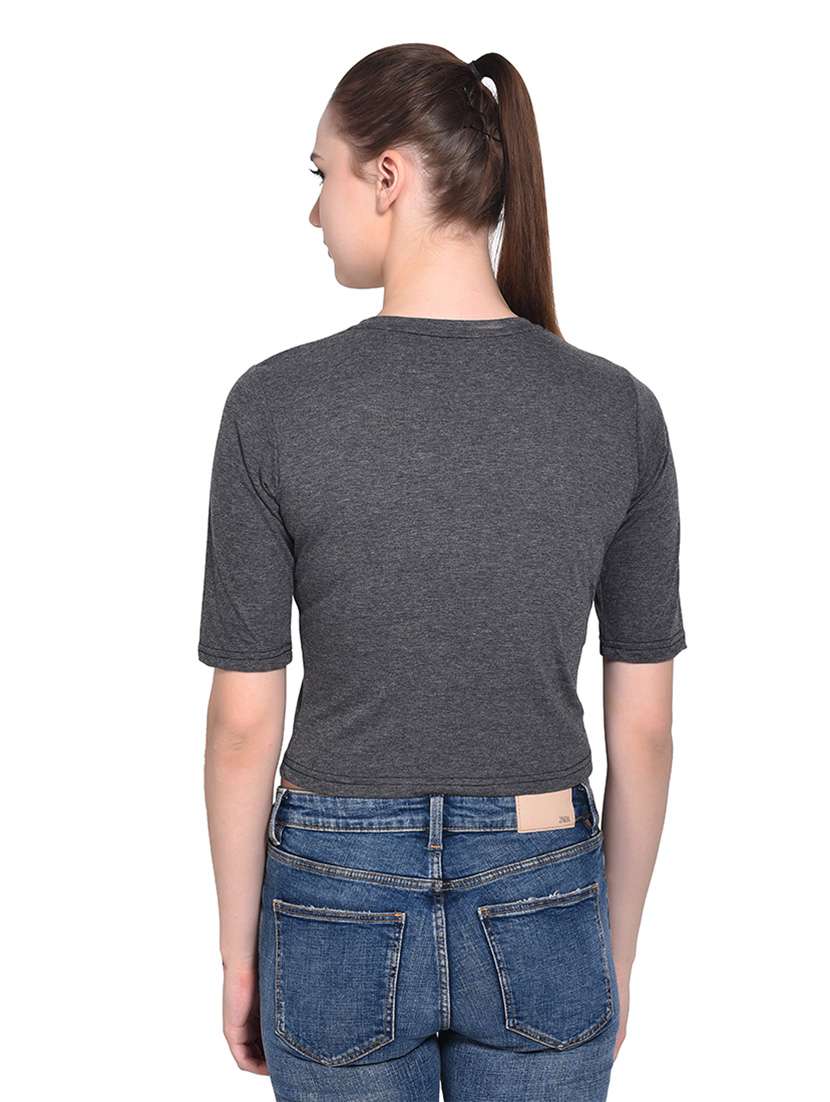 women solid round neck t-shirt - 20842277 - Standard Image - 3
