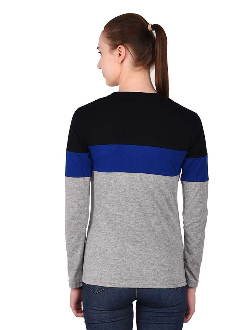 women color block round neck t-shirt - 20842278 -  Standard Image - 3