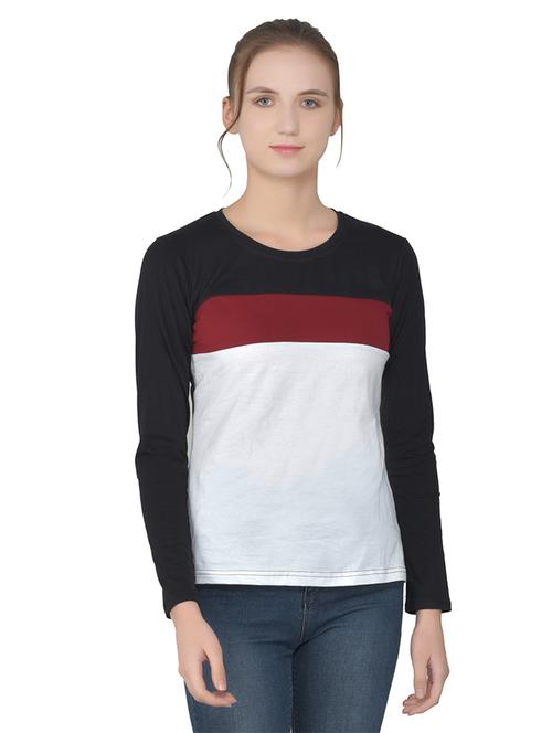 women color block round neck t-shirt - 20842282 -  Standard Image - 0
