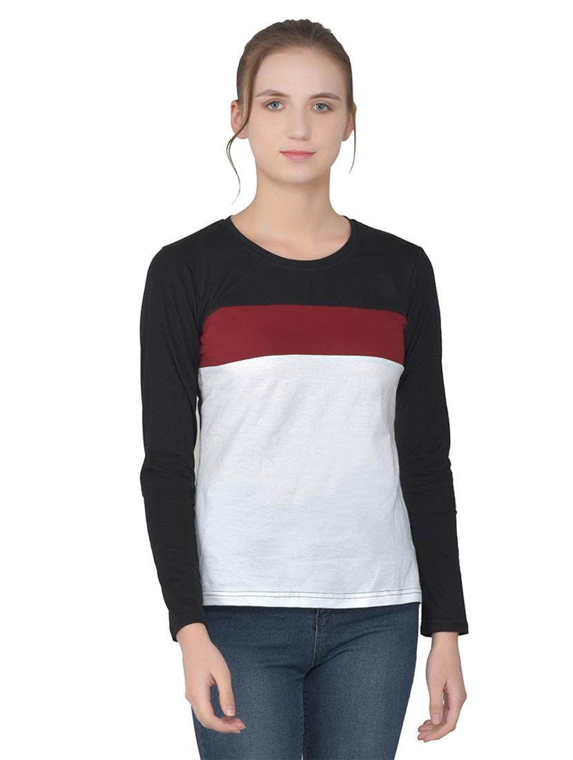women color block round neck t-shirt - 20842282 -  Zoom Image - 0