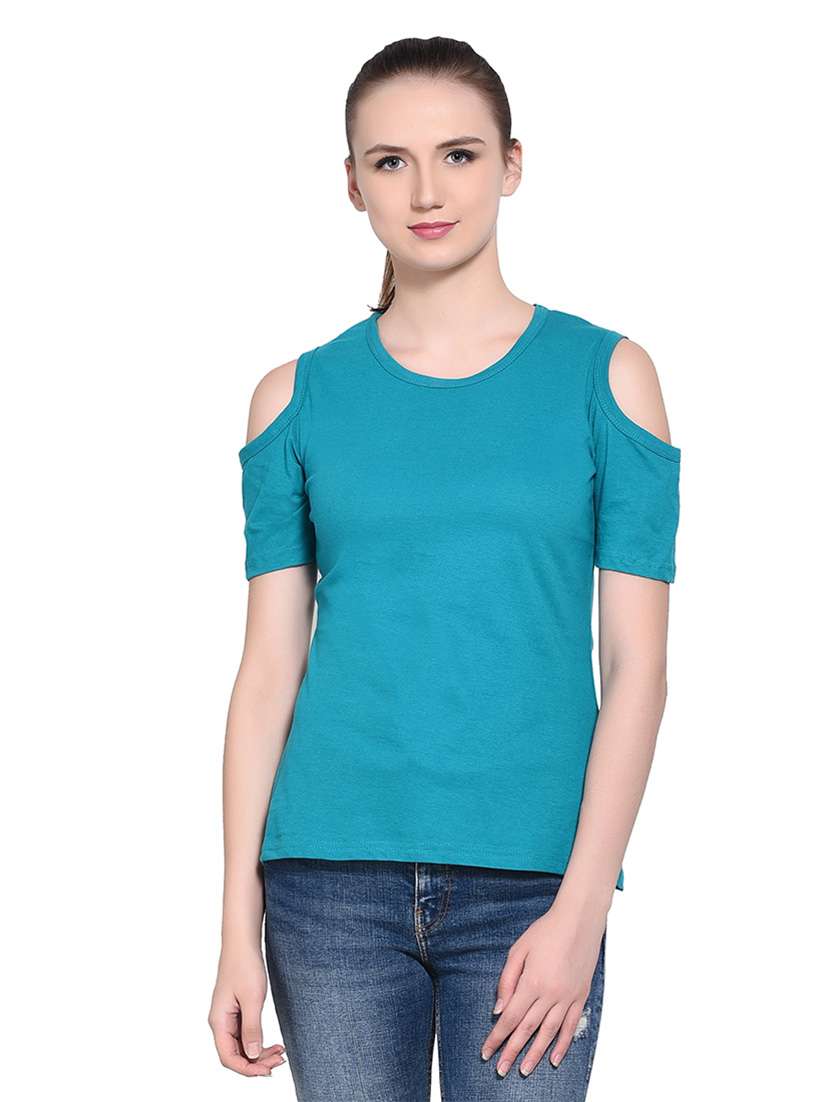 women solid round neck t-shirt