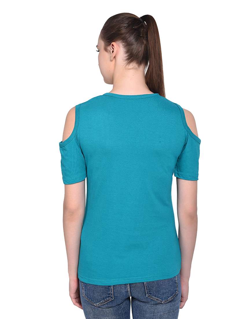women solid round neck t-shirt - 20842283 -  Standard Image - 3