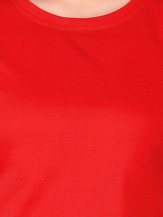 women solid round neck t-shirt - 20842285 -  Standard Image - 5