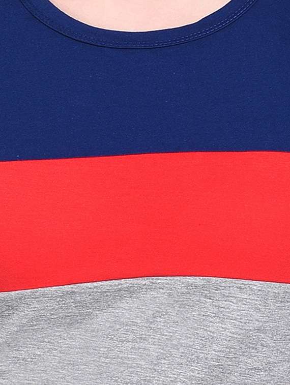 women color block round neck crop t-shirt - 20842287 -  Standard Image - 5