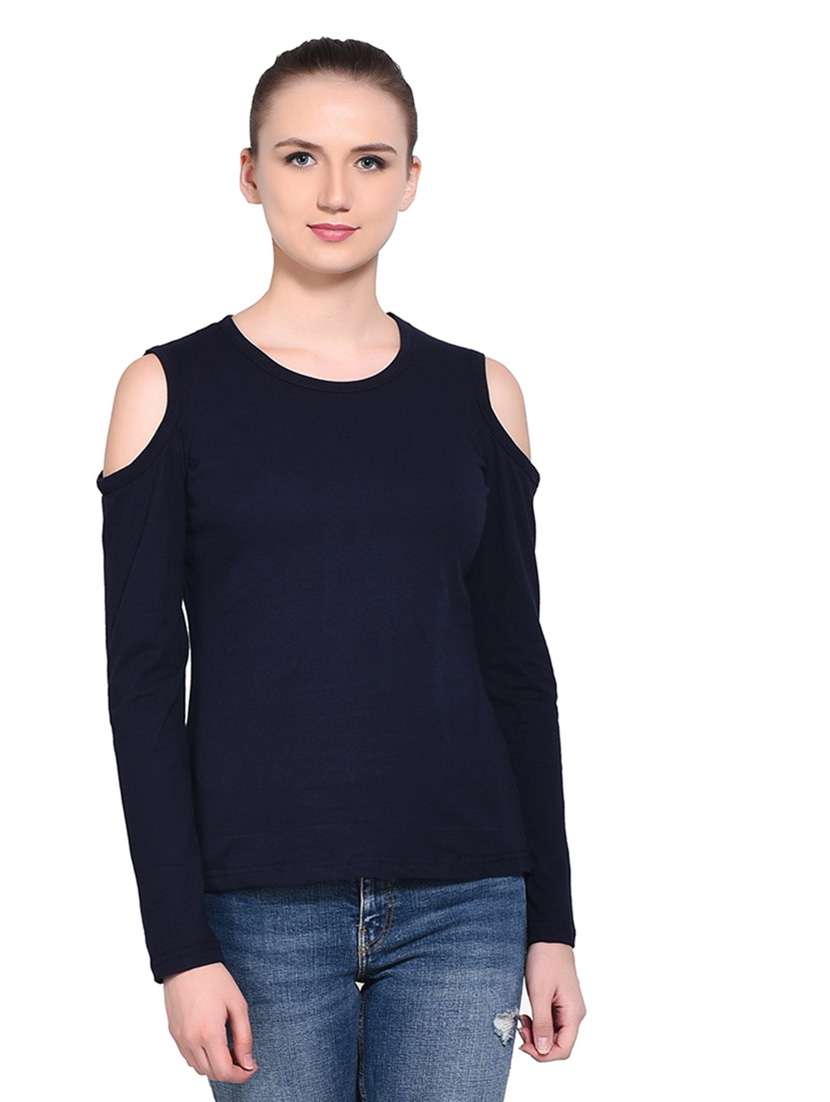 women solid round neck t-shirt