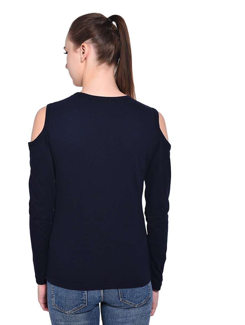 women solid round neck t-shirt - 20842294 - Standard Image - 3