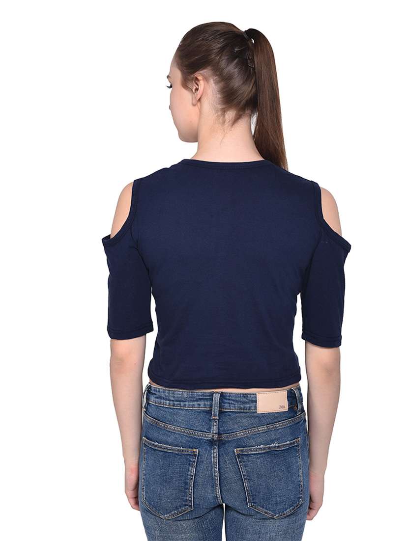 women solid round neck t-shirt - 20842296 -  Standard Image - 3