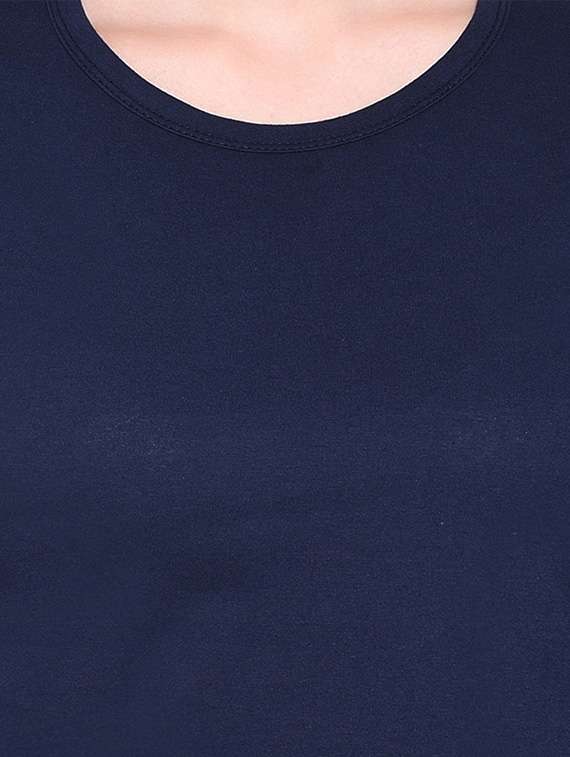 women solid round neck t-shirt - 20842296 -  Standard Image - 5
