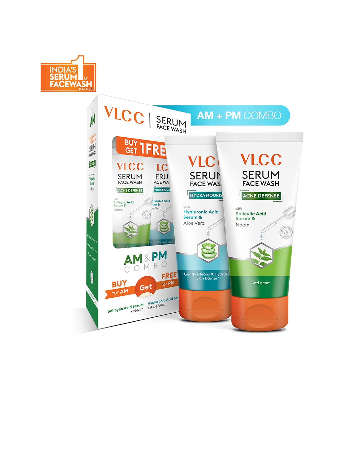 vlcc salicylic acid & neem serum facewash for am ( 150ml ) & aloe vera serum facewash for pm ( 150ml ) ( b1g1 ) ( pack of 2 ) - 20842302 - Zoom Image - 0