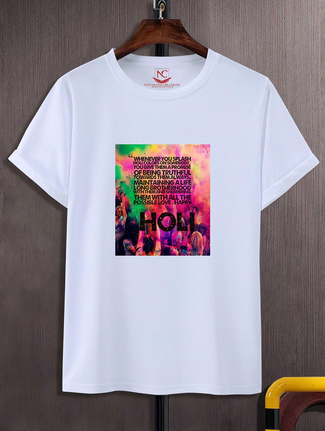 unisex typographic printed holi t-shirt - 20842341 - Zoom Image - 0