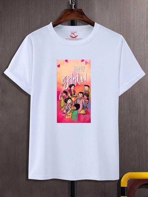 unisex white graphic printed t-shirt - 20842368 -  Standard Image - 0