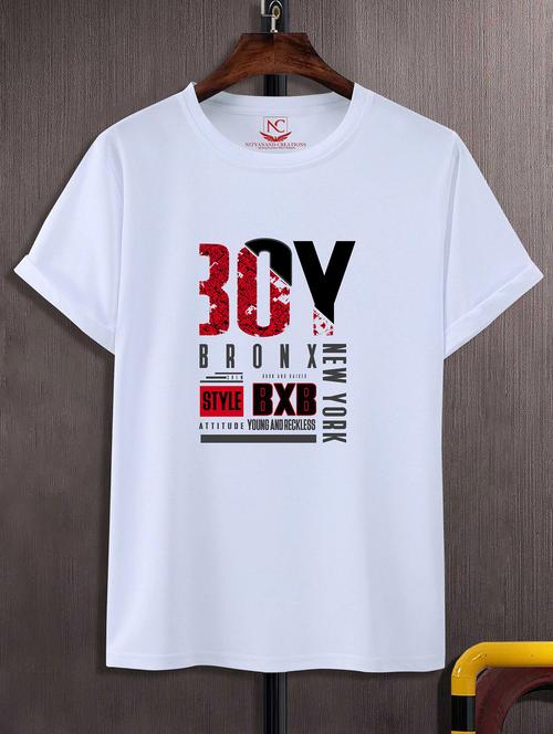 unisex white typographic printed t-shirt - 20842713 -  Standard Image - 0
