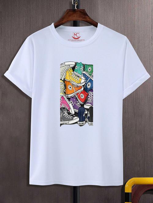 unisex white graphic printed t-shirt - 20842747 -  Standard Image - 0