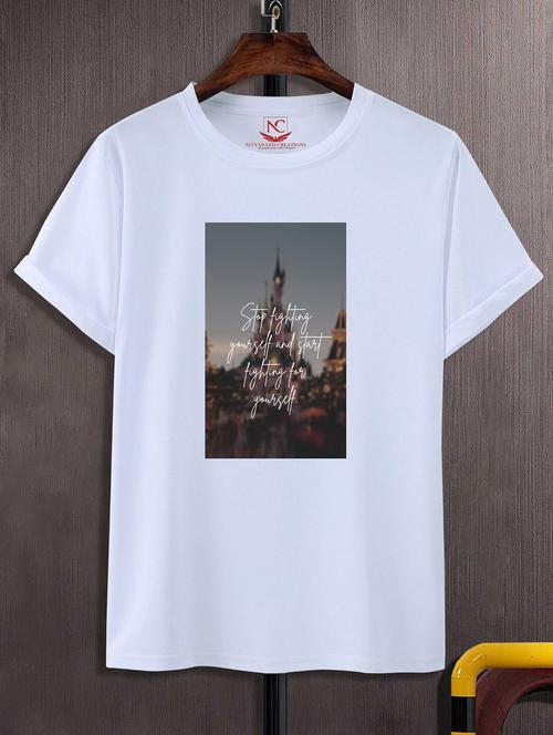 unisex white graphic printed t-shirt - 20842795 -  Standard Image - 0