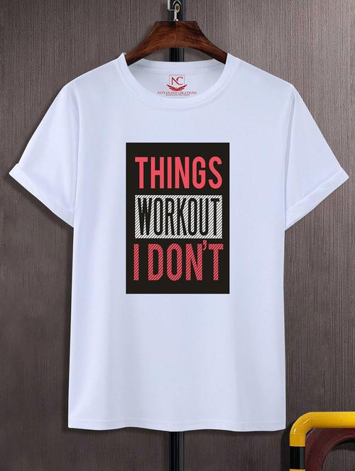 unisex white typographic printed t-shirt - 20842856 -  Standard Image - 0