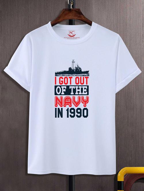 unisex white typographic printed t-shirt - 20842980 -  Standard Image - 0