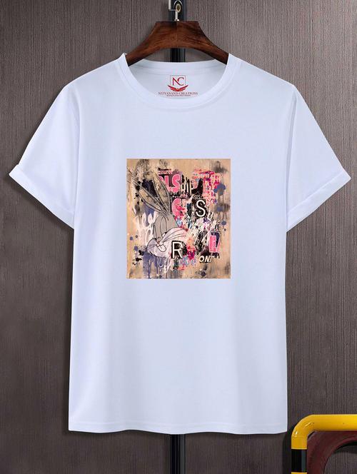 unisex white graphic printed t-shirt - 20843148 -  Standard Image - 0