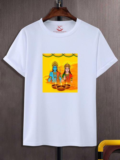unisex white graphic printed t-shirt - 20843225 - Standard Image - 0