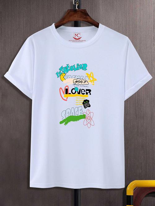unisex white graphic printed t-shirt - 20843354 - Standard Image - 0