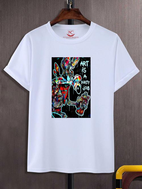 unisex white graphic printed t-shirt - 20843433 - Standard Image - 0