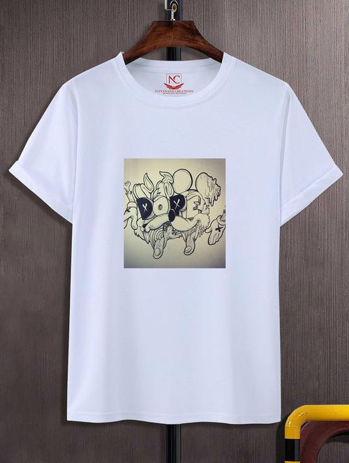 unisex white graphic printed t-shirt - 20843452 -  Standard Image - 0