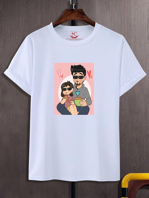 unisex white graphic printed t-shirt - 20843767 -  Standard Image - 0