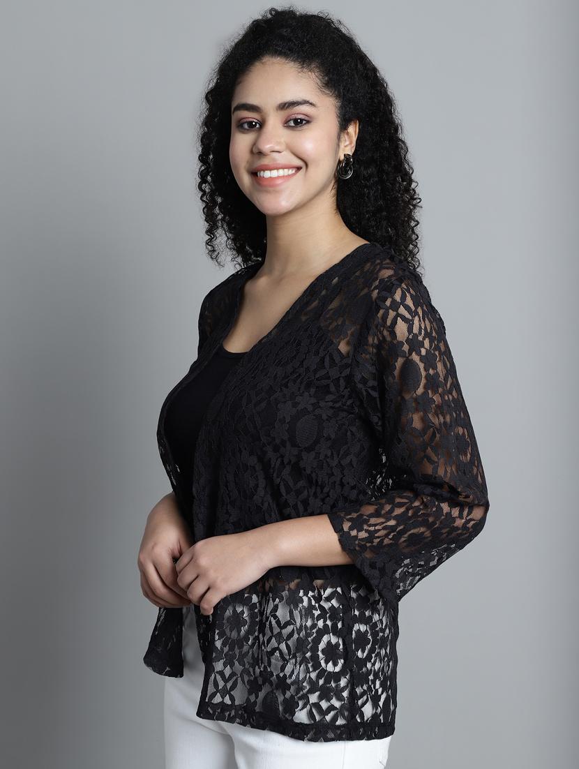 women self design net regular shrug - 20844426 - Standard Image - 3