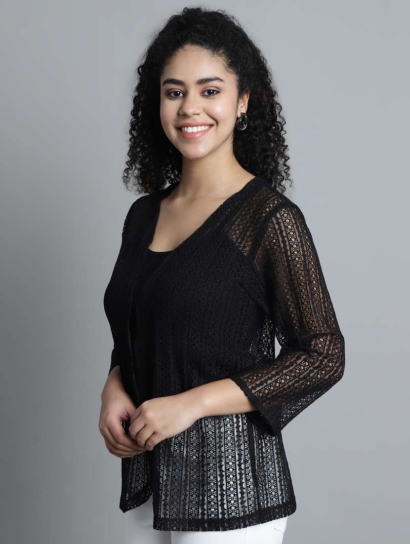 women self design net regular shrug - 20844429 -  Standard Image - 3