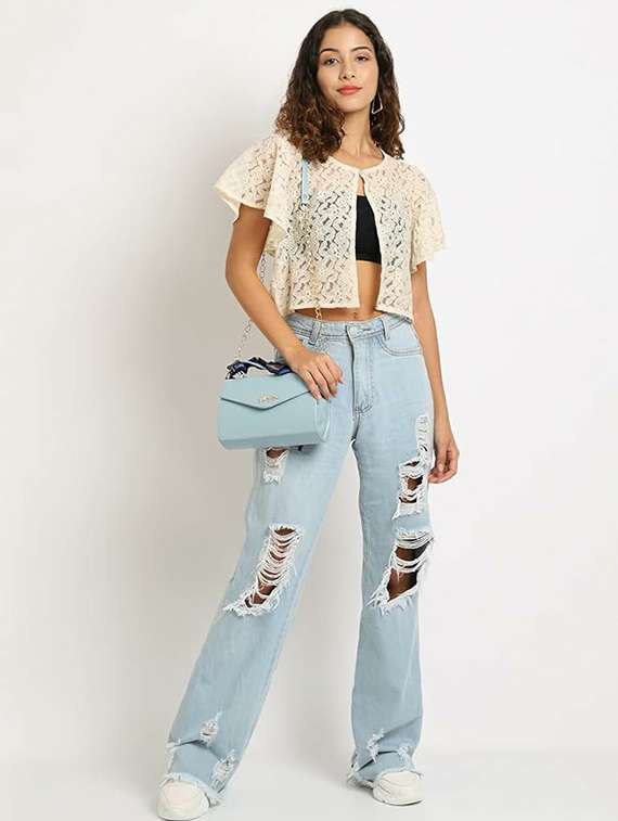 women off-white self-designed regular shrug - 20844444 -  Standard Image - 3