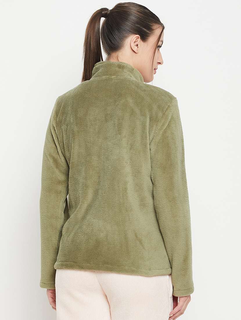 olive fleece plain sweatshirt - 20844482 -  Standard Image - 3