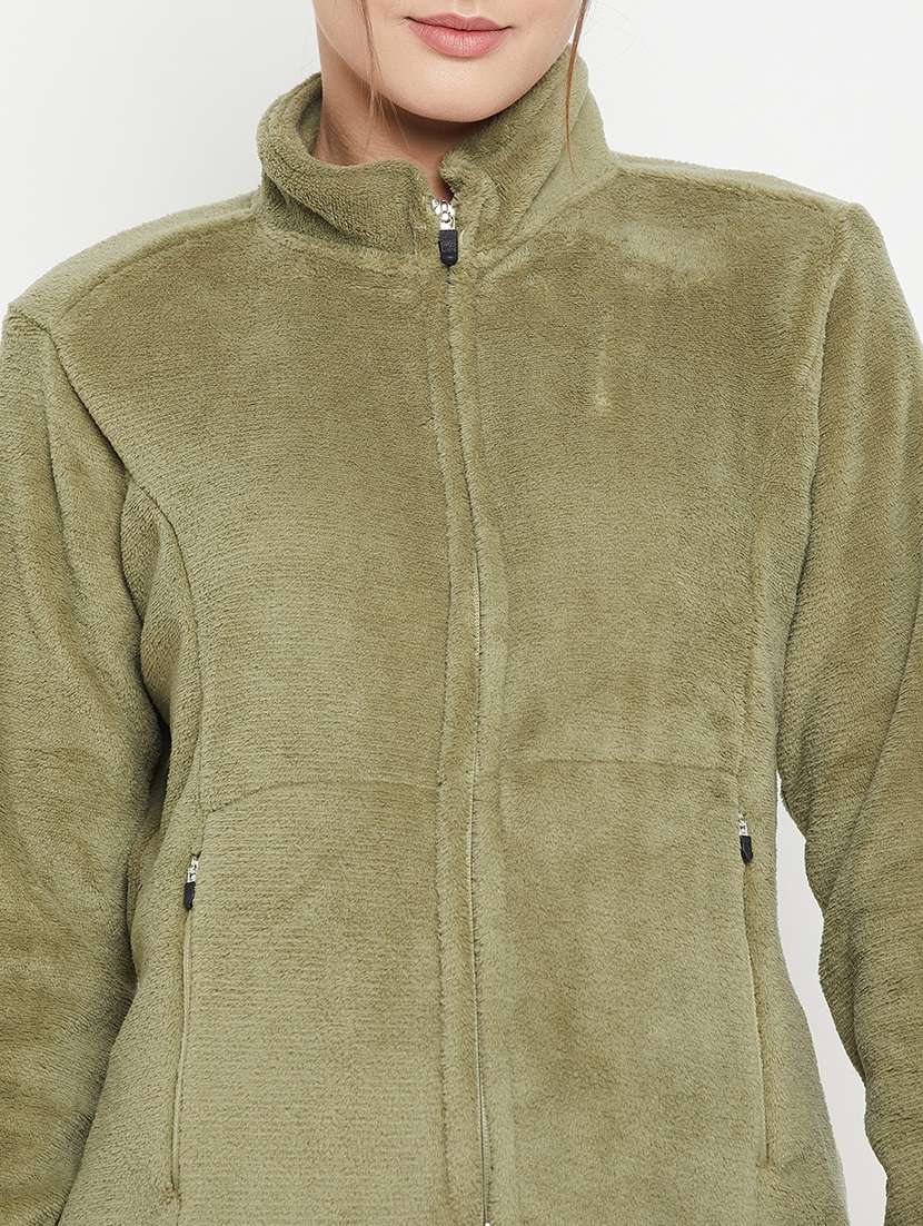 olive fleece plain sweatshirt - 20844482 -  Standard Image - 5