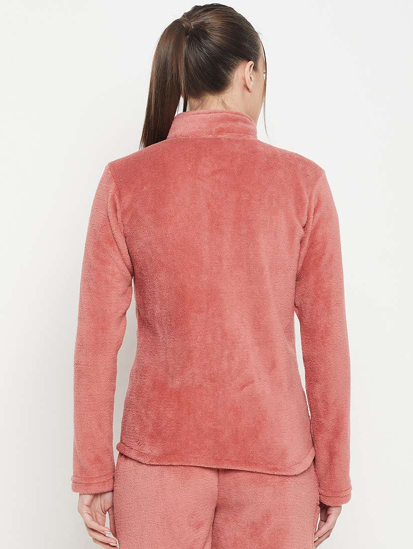 peach fleece plain sweatshirt - 20844484 -  Standard Image - 3