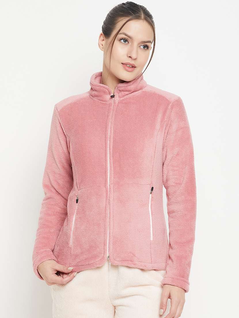 pink fleece plain sweatshirt