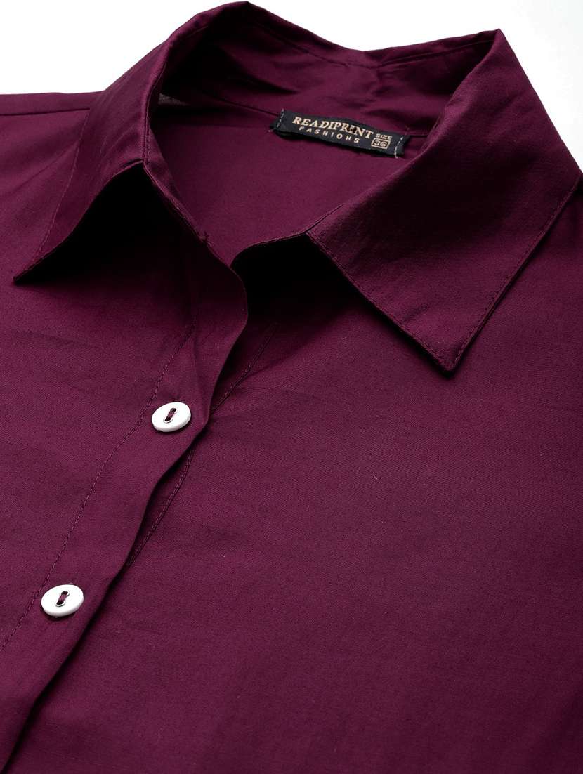 burgundy three quarter sleeve ethnic co-ord set - 20844531 -  Standard Image - 5