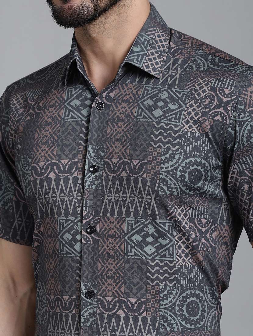 grey cotton formal shirt - 20844681 -  Standard Image - 5