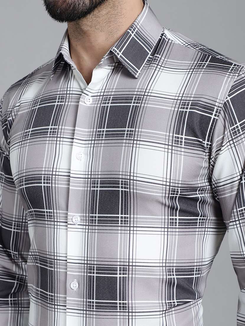 grey cotton formal shirt - 20844685 - Standard Image - 5
