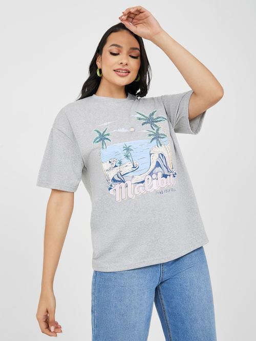 grey polyester chest printed t-shirt - 20845865 -  Standard Image - 0