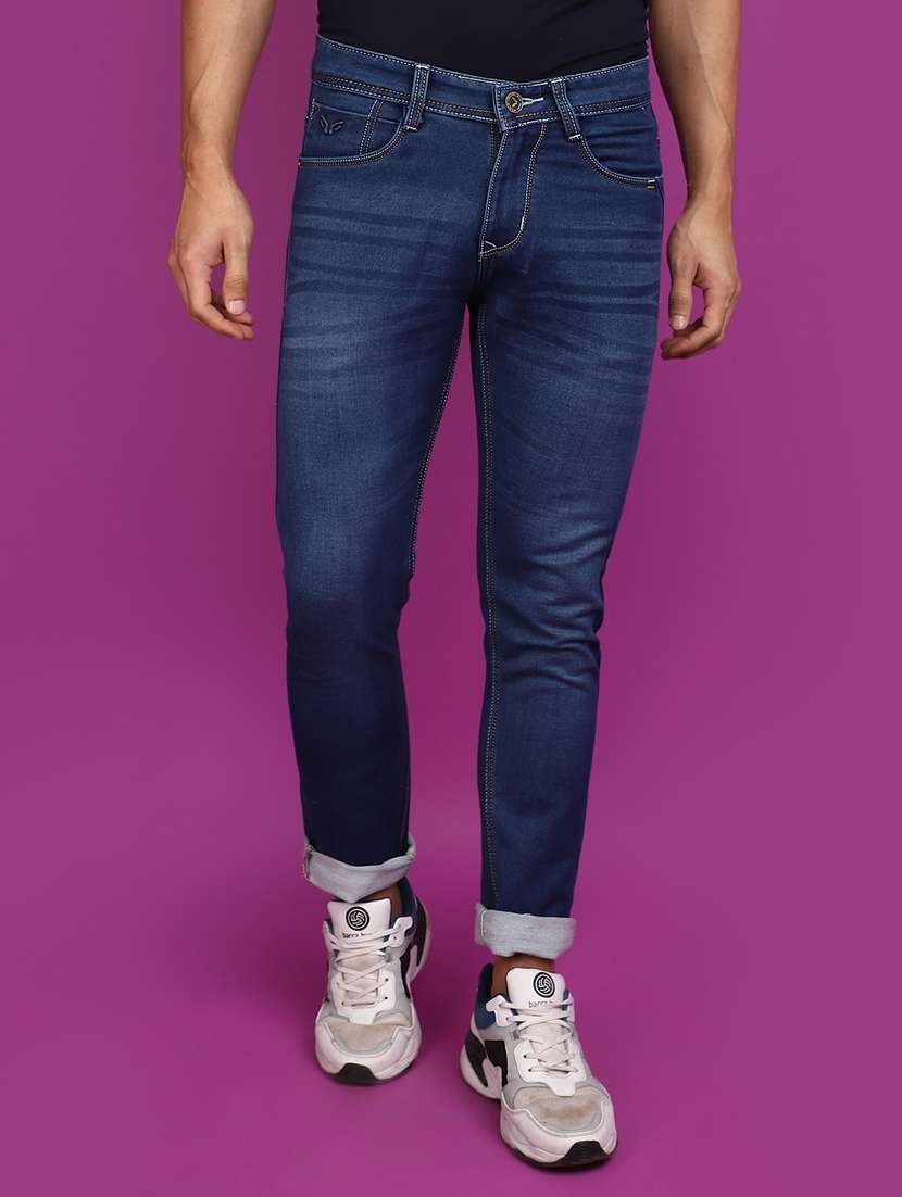 men mid rise washed denim jeans