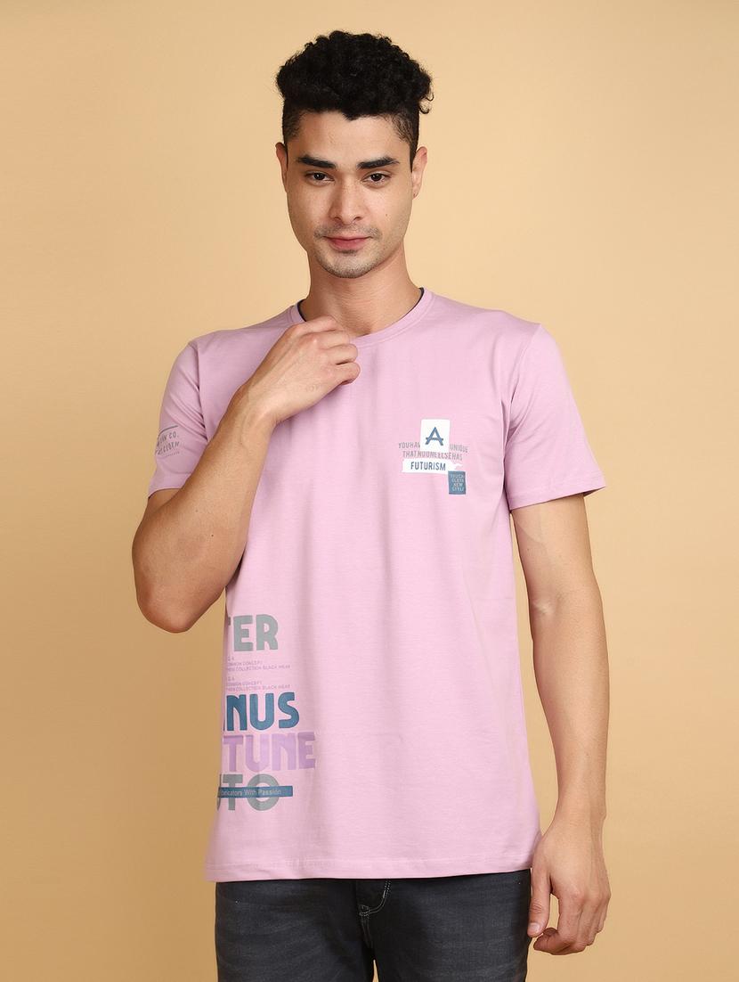 men round neck placement print t-shirt - 20846405 - Zoom Image - 0