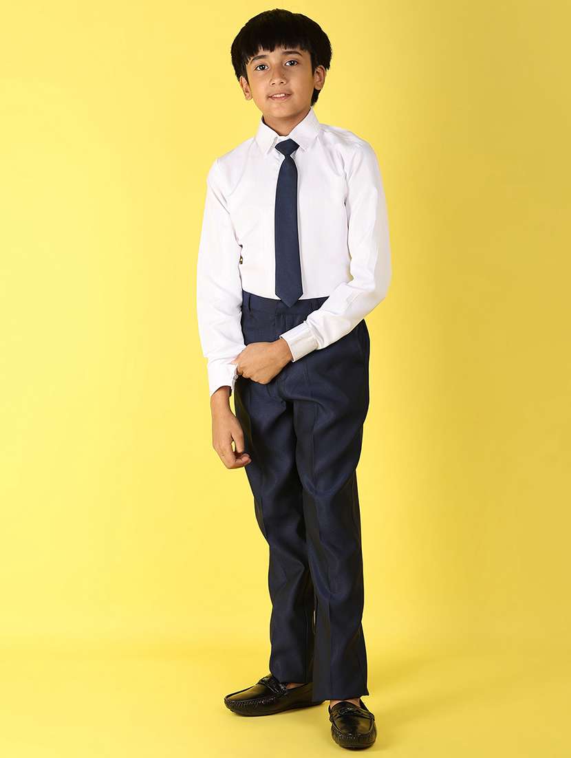 boys navy blue solid suit set - 20846446 -  Standard Image - 3