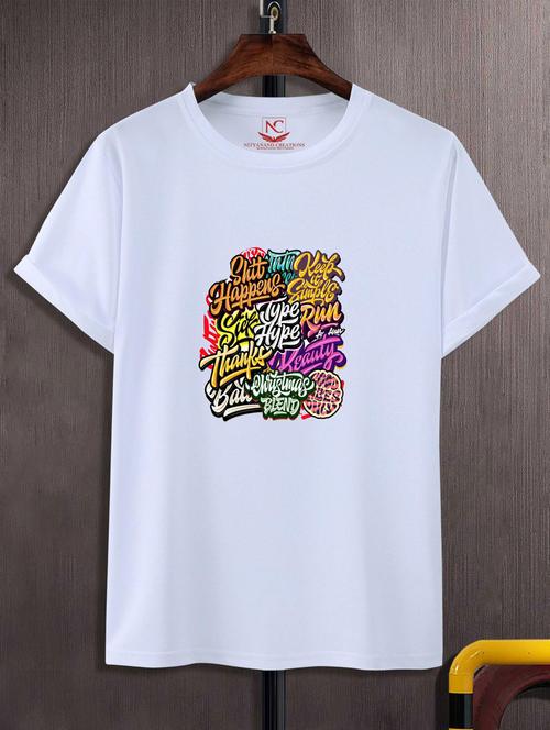 unisex typographic print t-shirt - 20846963 - Standard Image - 0