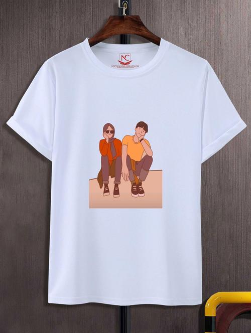 unisex white graphic printed t-shirt - 20847207 -  Standard Image - 0