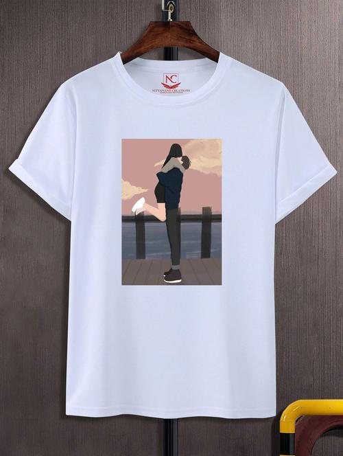 unisex white graphic printed t-shirt - 20847247 -  Standard Image - 0
