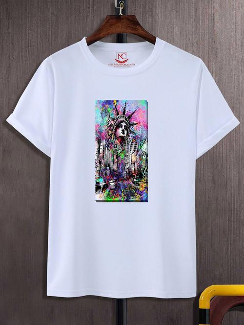 unisex white graphic printed t-shirt - 20847261 - Standard Image - 0