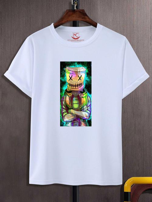 unisex white graphic printed t-shirt - 20847317 -  Standard Image - 0